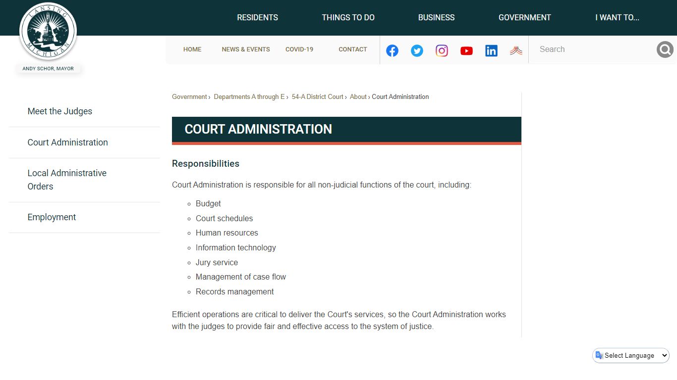 Court Administration | Lansing, MI - Official Website